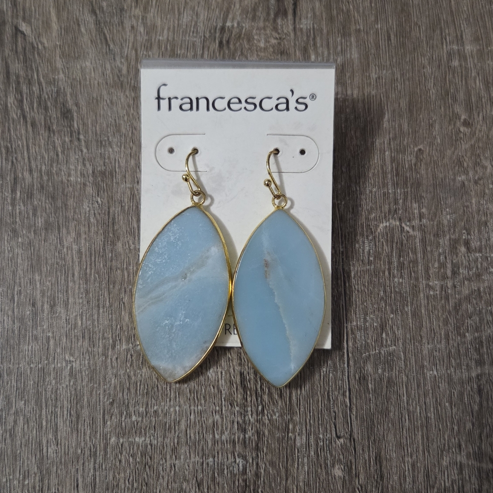 Francesca's Collections Light Blue and Gold Earrings